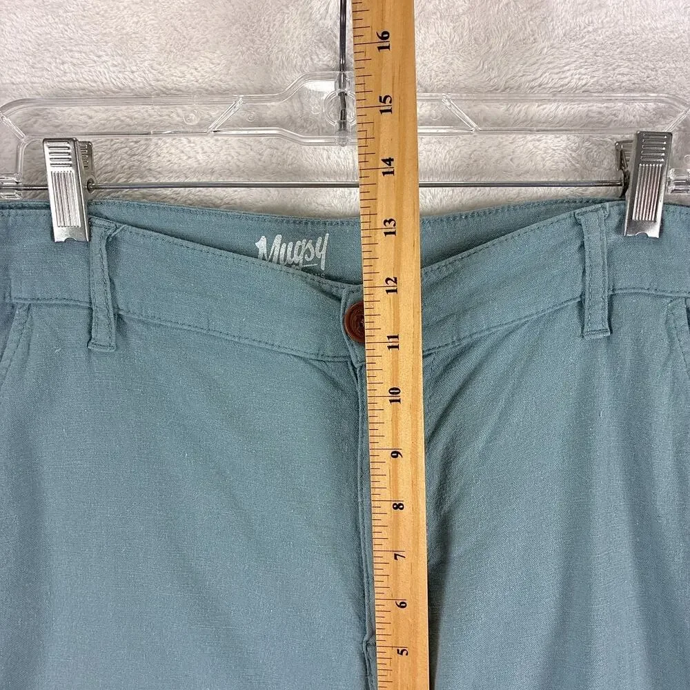 Mugsy Pants Mens 38x32 Blue Coves Linen Rayon Preppy Classic Luxury Beach Summer